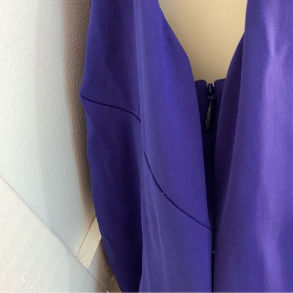 Milly Mishka Ruched Sleeveless Jersey Sheath Midi Dress Blue Purple Sz 14 - Picture 7 of 13